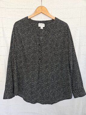 Pure Energy Plus Size Black and White Polka Dot Blouse